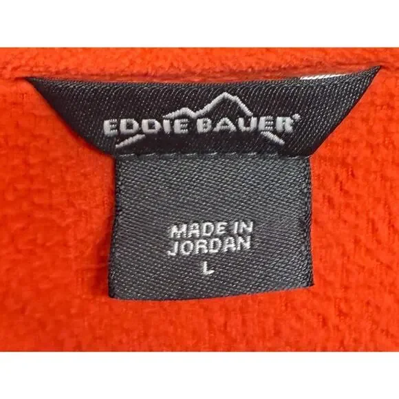 Eddie Bauer Women’s Orange Fleece Pullover Large Warm Casual Outdoor Wear - Picture 3 of 6